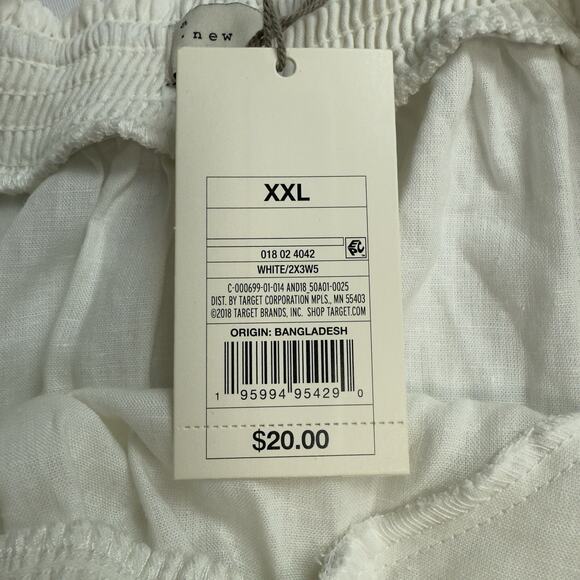 A New Day Flutter Sleeve Linen Blend Top Women's XXL White Off Shoulder Boho - Picture 7 of 8